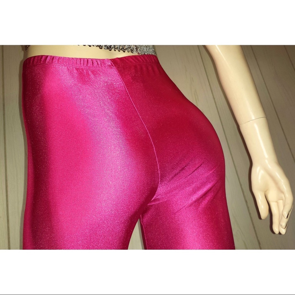 Barbiecore GLAM Vintage 90s HOT NEON PINK SPANDEX Pants Leggings